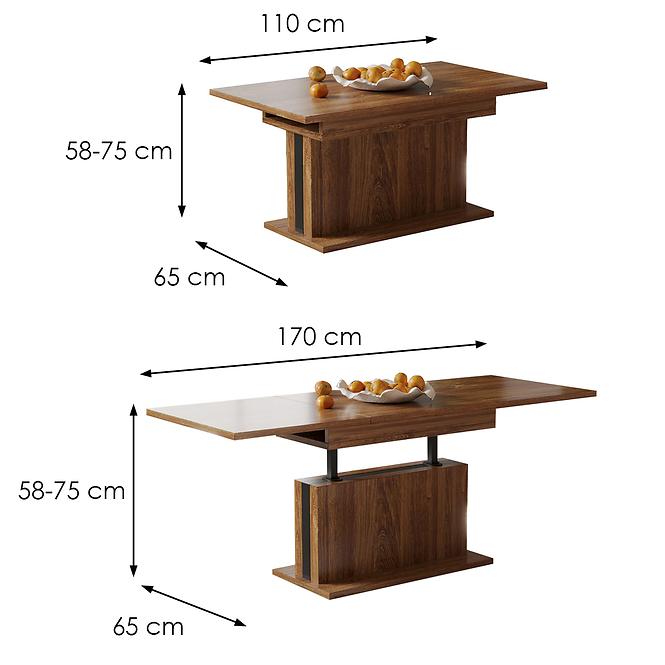 Asztal, felhúzható Solaris 170 tölgy stirling