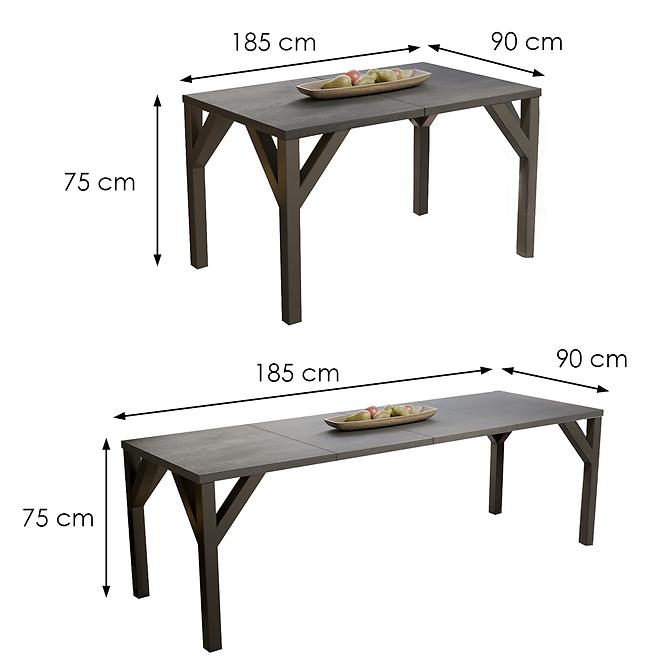 Asztal Baltika 185 sötét konkrét