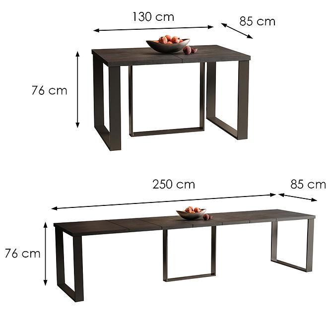Asztal Borys Max 250 sötét konkrét