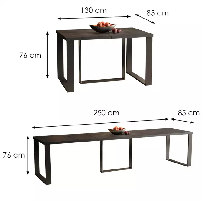 Asztal Borys Max 250 sötét konkrét,3