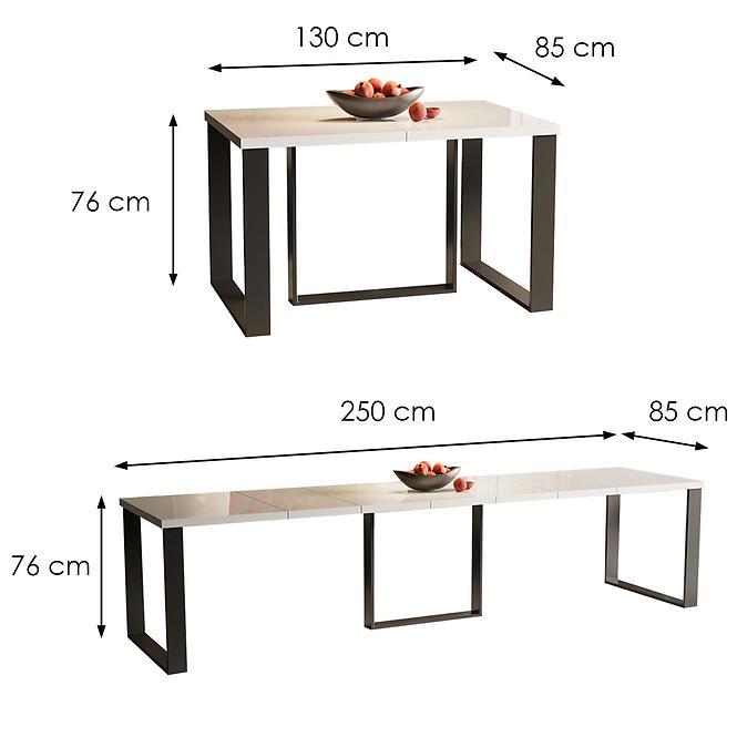 Asztal Borys Max 250 fehér fényű,3