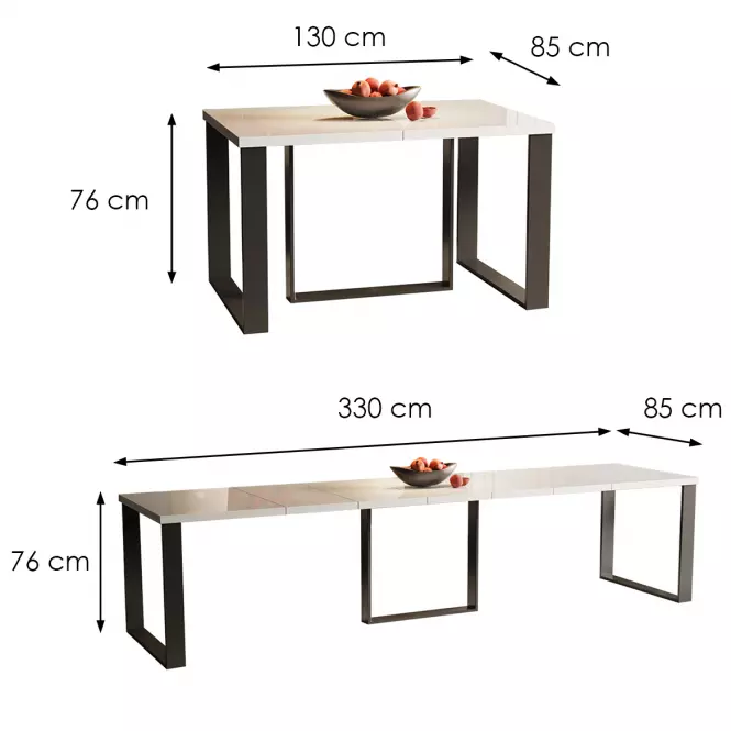 Asztal Borys Max 330 fehér fényű,3