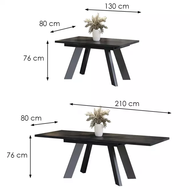Asztal Como 210 sötét konkrét,3