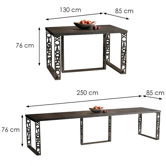 Asztal Ewerest Max 250 sötét konkrét