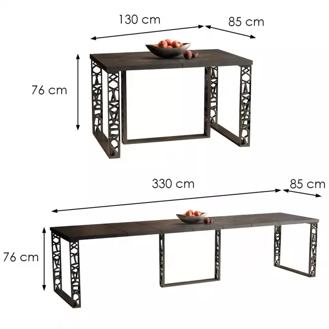 Asztal Ewerest Max 330 sötét konkrét