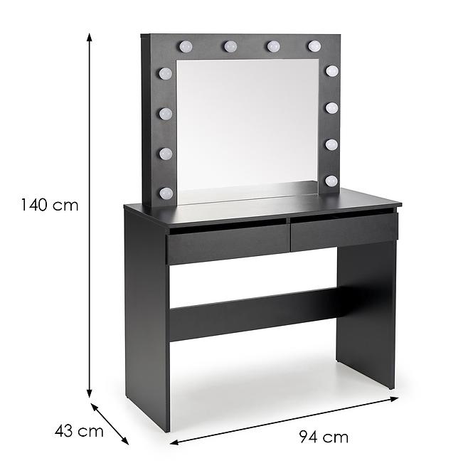 Fésülködő Hollywood fekete + LED,6
