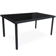 Asztal technorattan Dandy fekete 150x90 cm