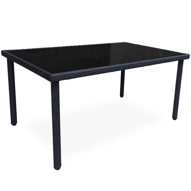 Asztal technorattan Dandy fekete 150x90 cm
