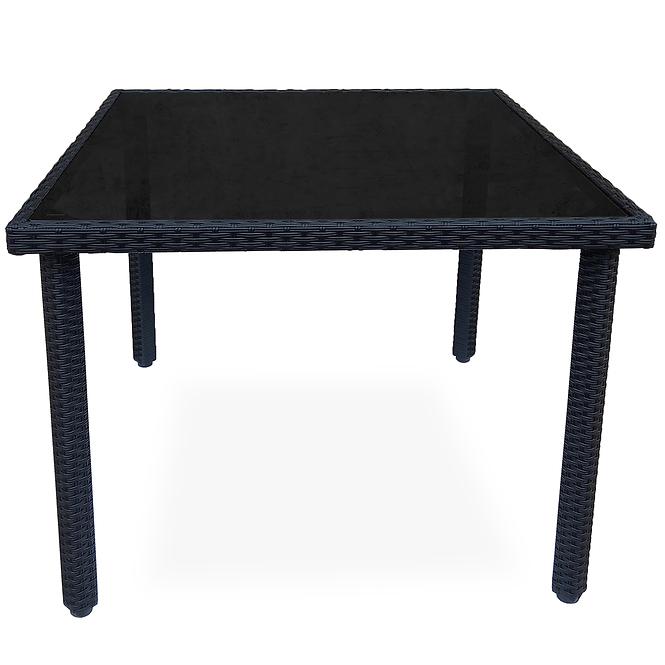 Asztal technorattan Dandy fekete 90x90 cm