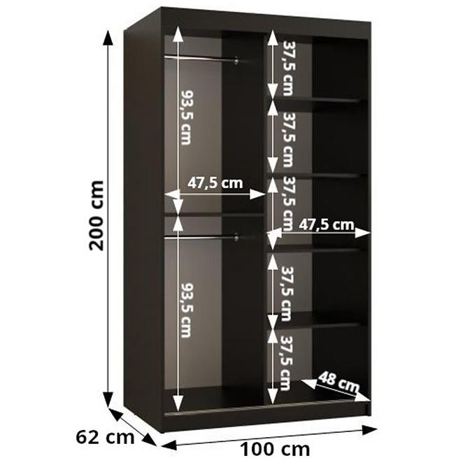 Szekrény Amiro 1 100 fehér/fekete,3