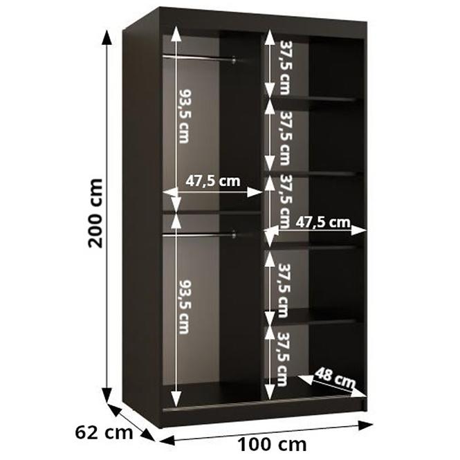 Szekrény Amiro 1 100 fekete/fekete,2