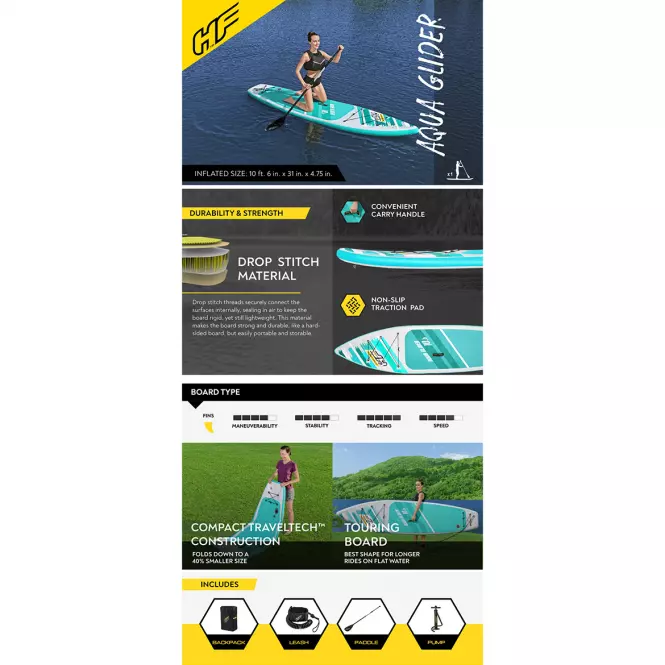 Felfújható készlet paddleboard SUP AQUA GLIDER SET HYDRO-FORCE 65347