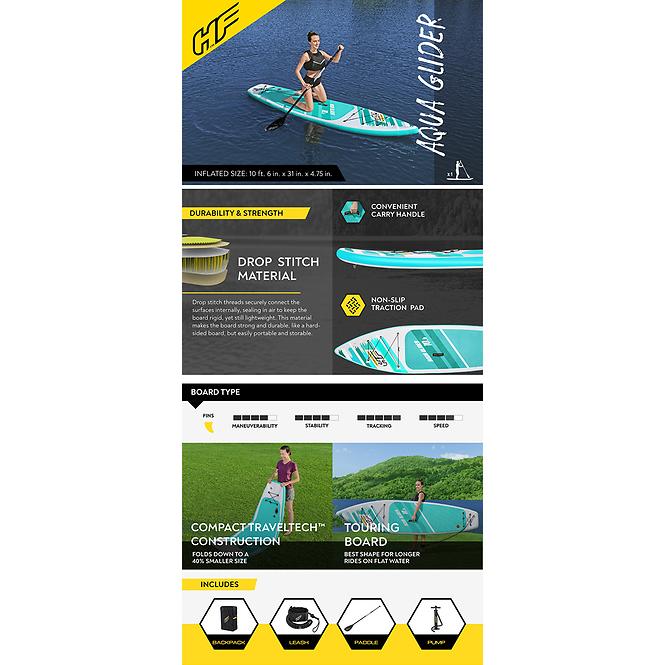 Felfújható készlet paddleboard SUP AQUA GLIDER SET HYDRO-FORCE 65347