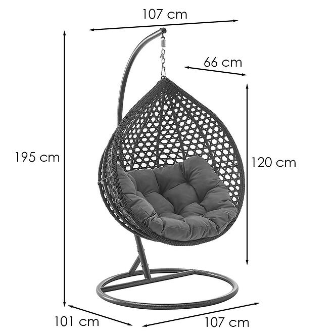 Függőfotel Izeda 2 fekete, ülőpárnával,2
