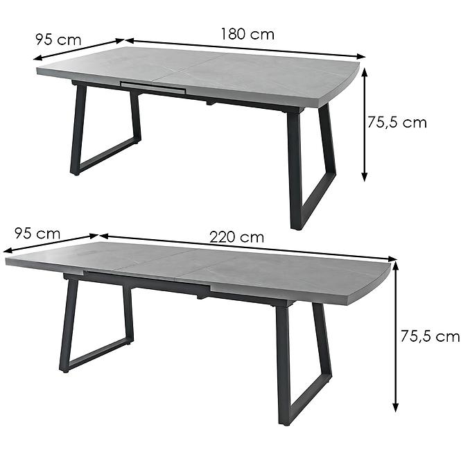 Asztal Luton 80094DP szürke márvány/fekete