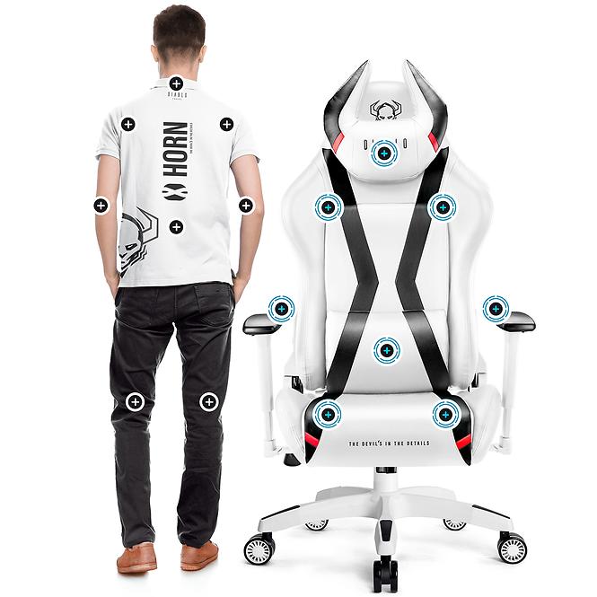 Gamer szék King Diablo X-Horn 2.0 fehér/fekete
