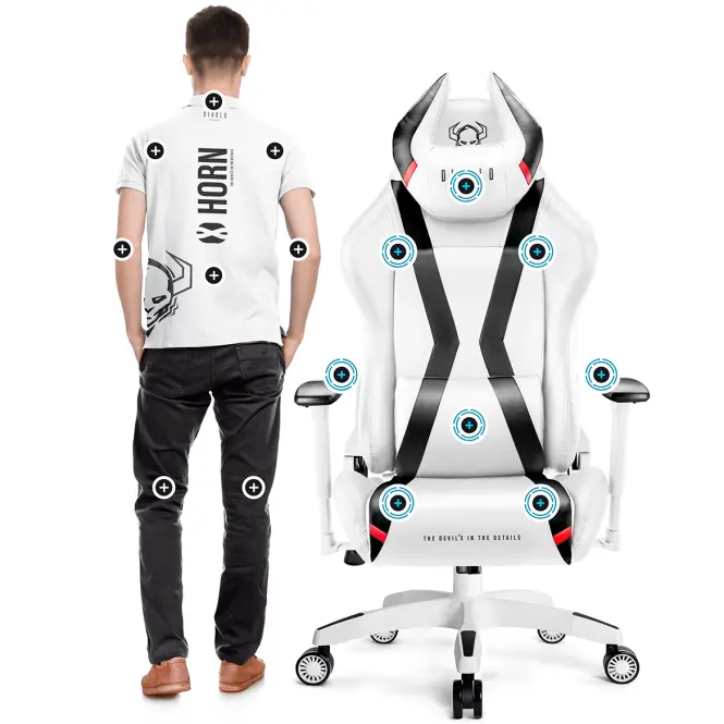 Gamer szék King Diablo X-Horn 2.0 fehér/fekete,6