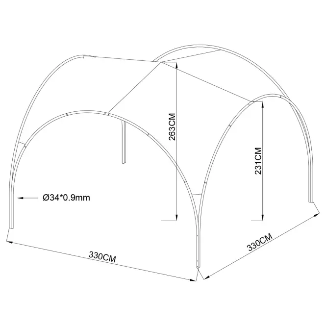 Kerti pavilon 3,3x3,3 m bézs