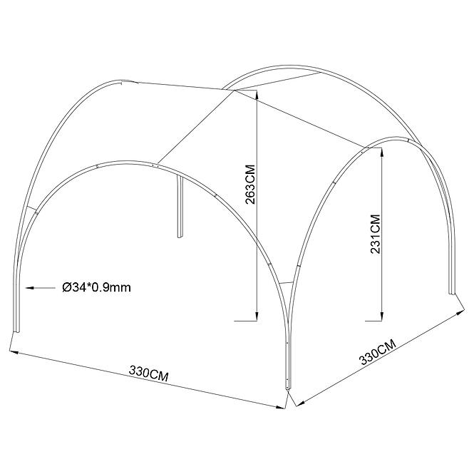 Kerti pavilon 3,3x3,3 m bézs