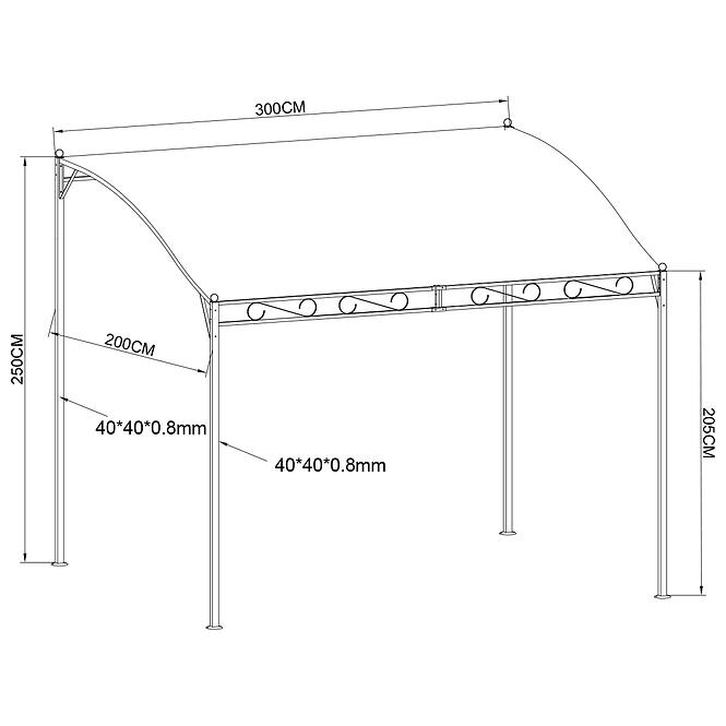 Kerti pavilon 2x3 m barna