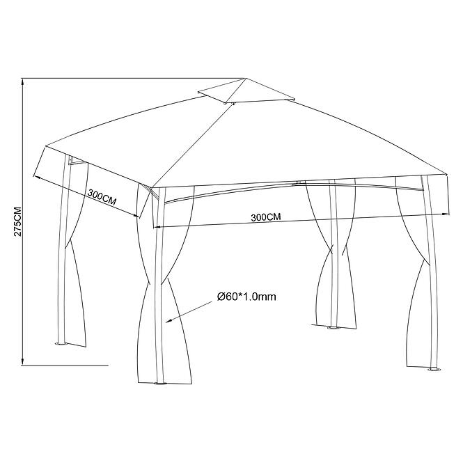 Kerti pavilon 3x3 m grafit