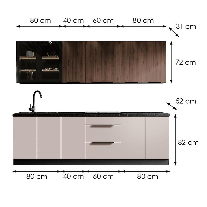 Konyhabútor Monza/Arona 260 cm konyhai munkalap nélkül