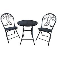 Kerti bútor asztal + 2 szék 101106 fekete