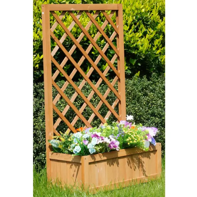 Virágtartó rácsos QS1704-2 60x28,5x100 cm sárga