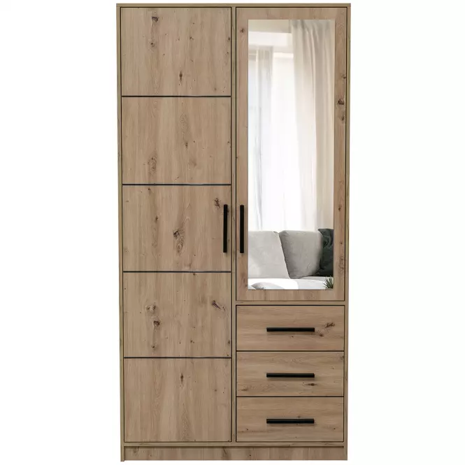 Szekrény Kos D2 tölgy artisan/tükör