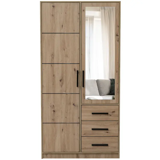 Szekrény Kos D2 tölgy artisan/tükör,3