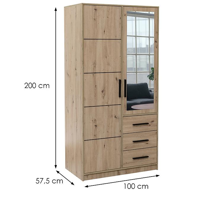 Szekrény Kos D2 tölgy artisan/tükör
