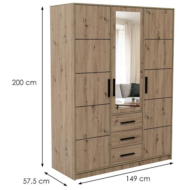 Szekrény Kos D3 tölgy artisan/tükör