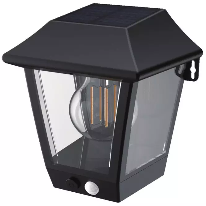 Napelemes fali lámpa mozgásérzékelővel 46821 Black K1,2