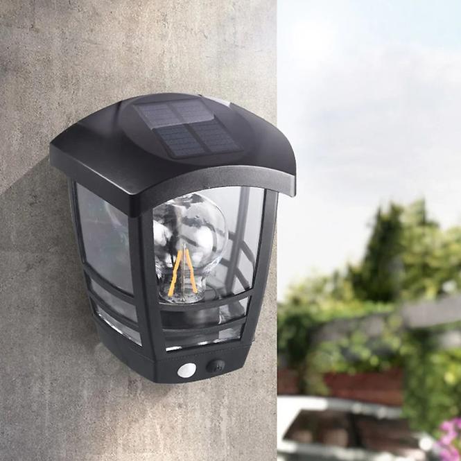 Napelemes fali lámpa mozgásérzékelővel 46822 Black K1,3