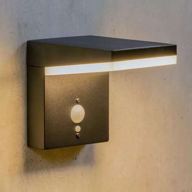 Napelemes fali lámpa mozgásérzékelővel 46823 Black K1,6