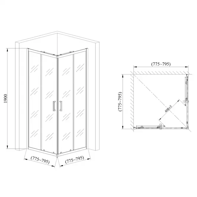 Zuhanykabin Point 80x80x190 black