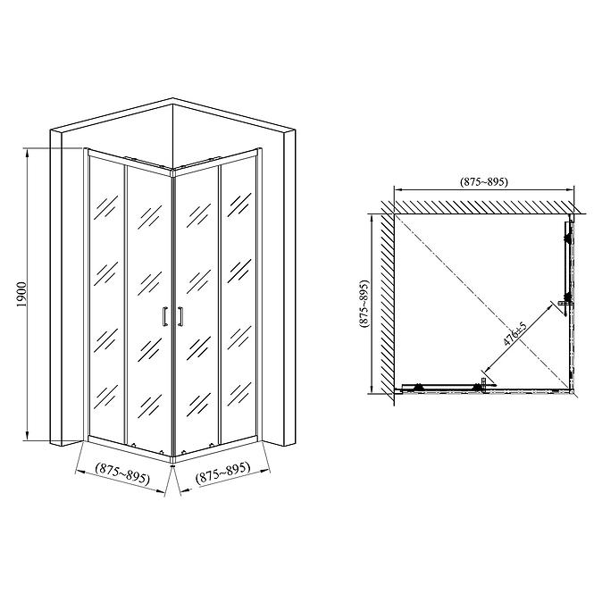 Zuhanykabin Point 90x90x190 black