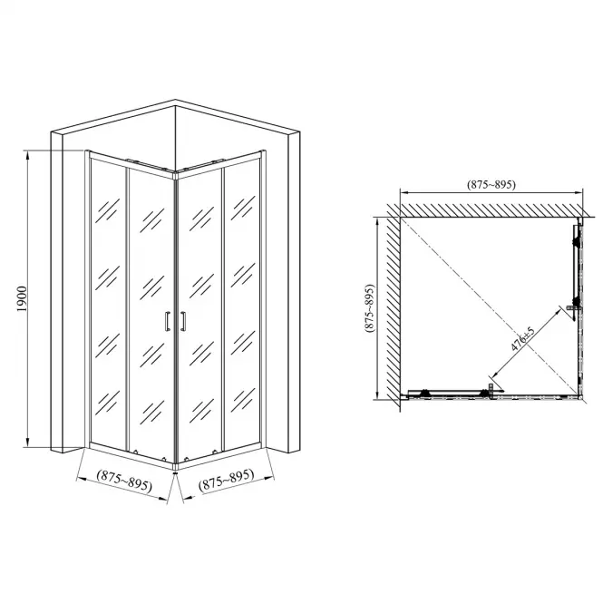 Zuhanykabin Point 90x90x190 black,8