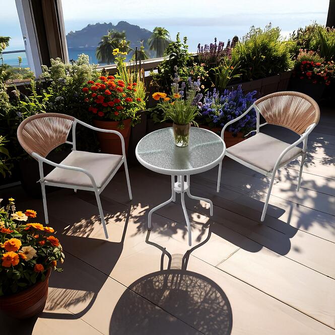 Kerti bútor szett Bistro fehér-bézs
