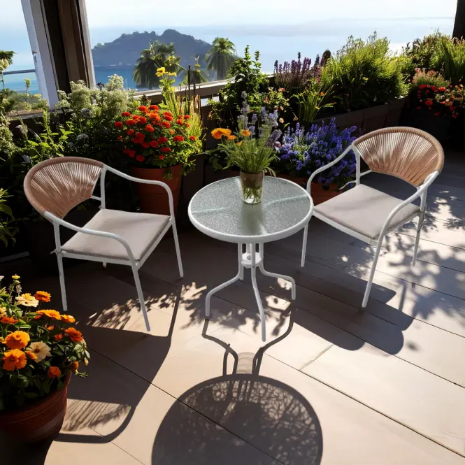 Kerti bútor szett Bistro fehér-bézs,2