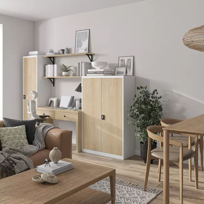 Szekrény irodai Alex fém fehér/sonoma,7