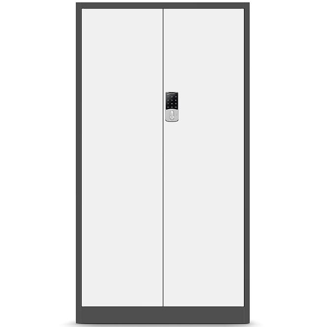Szekrény irodai Daniel + elektromos zár fém antracit/fehér,4