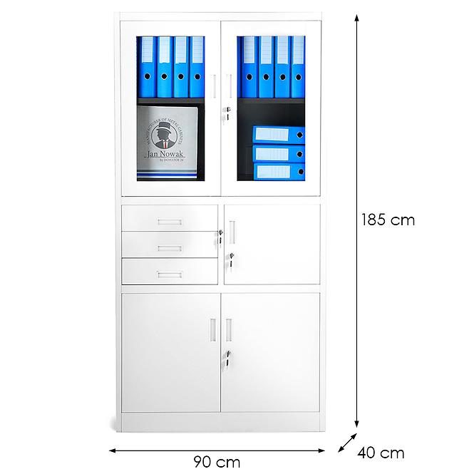 Szekrény irodai Filip fém fehér