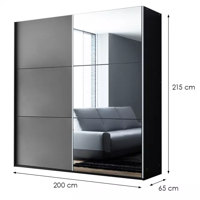 Szekrény Vigo 200 grafit / tükör,2