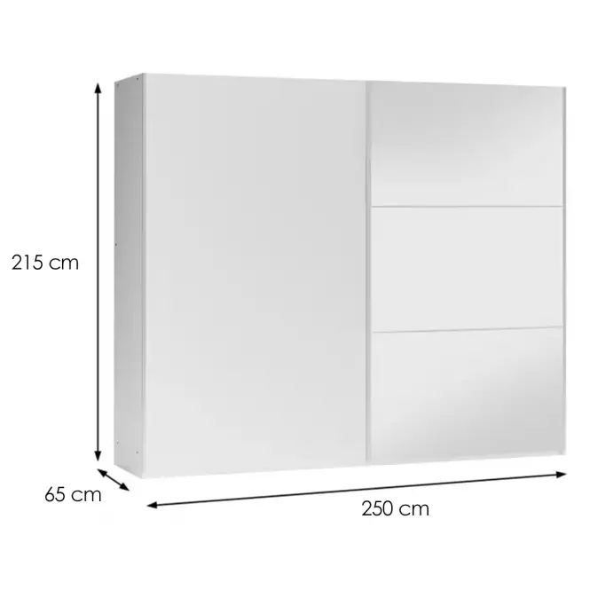 Szekrény Vigo 250 fehér  / tükör,2