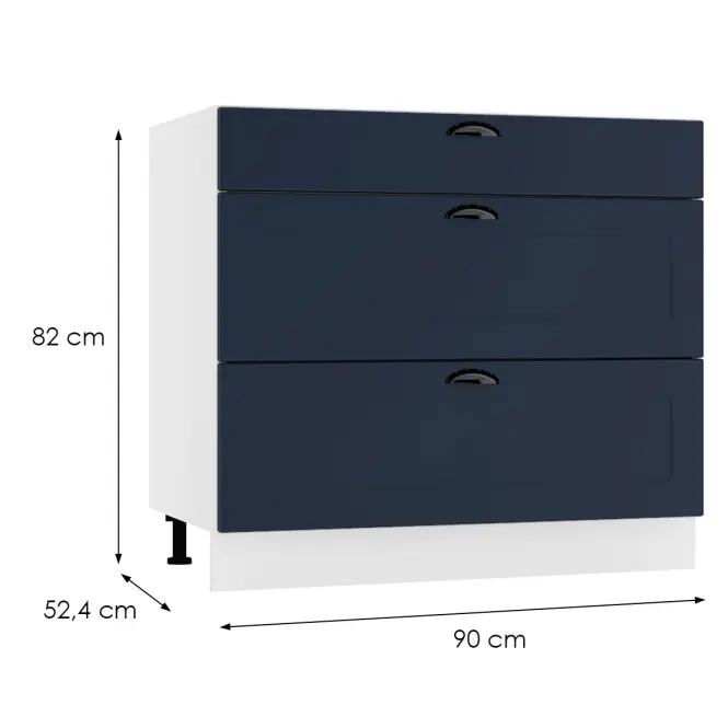 Konyhaszekrény Adele D90PC S/3 mattt gránát matt/fehér,2