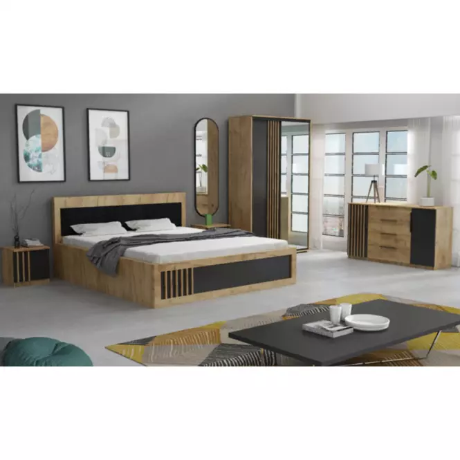 Szekrény hosszabbítás Sorento 100 craft/fekete+lamel craft arany,4
