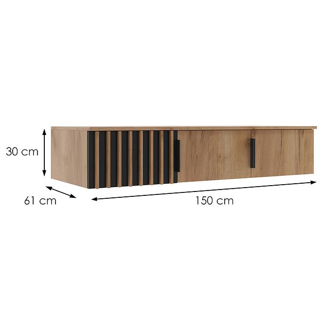 Szekrény hosszabbítás Sorento 150 craft/fekete+lamel craft arany,2