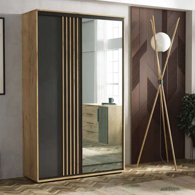Szekrény Milo 150 fekete+craft arany