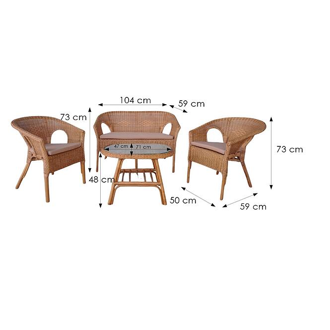 Természetes rattan szett Hamburg